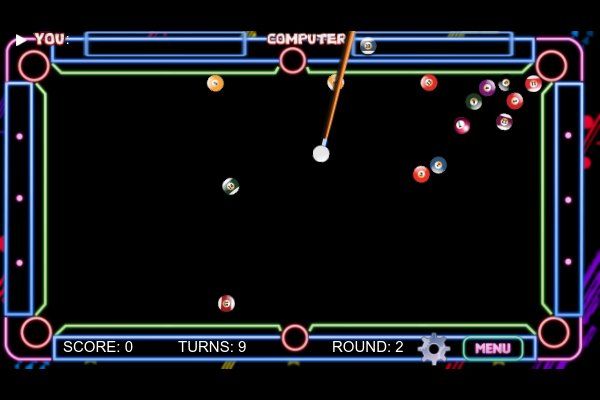 Billiard Neon 🕹️ 👾 | Jogo de navegador arcade de habilidade - Imagem 3