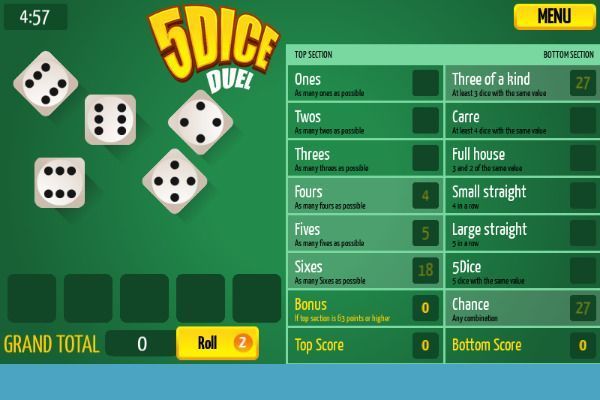 5 Dice Duel 🕹️ 🎲 | Strategie Brettspiel Kostenloses Browserspiel - Bild 1