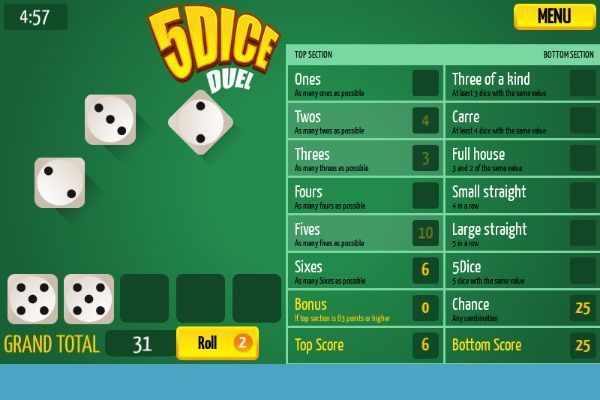 5 Dice Duel 🕹️ 🎲 | Strategie Brettspiel Kostenloses Browserspiel - Bild 3