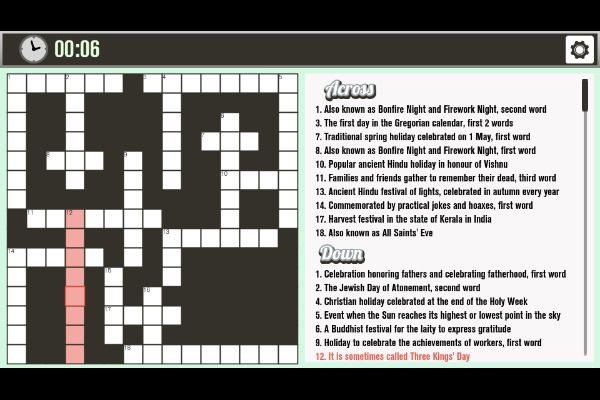 Holiday Crossword 🕹️ 🎲 | Brettspiel Puzzle Kostenloses Browserspiel - Bild 3