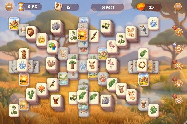 Safari Story Mahjong 🕹️ 🎲 | Jeu de navigateur de puzzle de société - Image 1