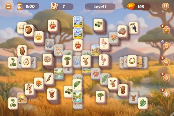 Safari Story Mahjong 🕹️ 🎲 | Jeu de navigateur de puzzle de société - Image 2