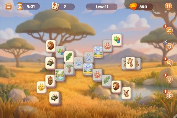 Safari Story Mahjong 🕹️ 🎲 | Jeu de navigateur de puzzle de société - Image 3