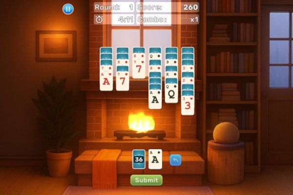 Fireside Solitaire 🕹️ 🃏 | Puzzle Kartenspiel Kostenloses Browserspiel - Bild 2