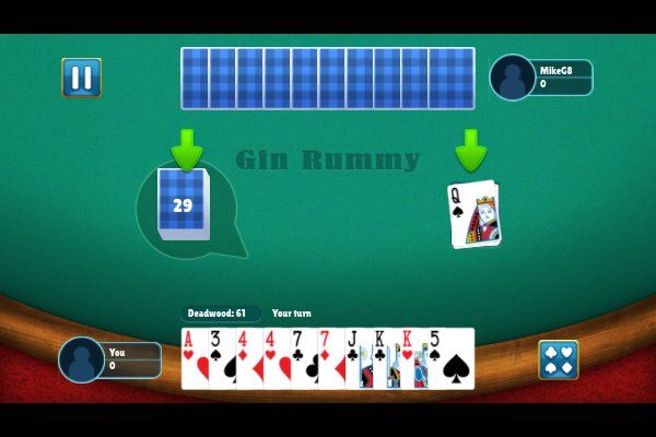 Gin Rummy 🕹️ 🃏 | Juego de navegador rompecabezas de cartas - Imagen 1