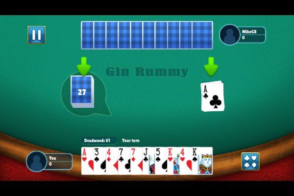 Gin Rummy 🕹️ 🃏 | Jogo de navegador de quebra-cabeças de cartas - Imagem 2