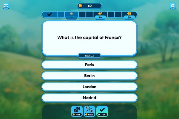 Quizmania Trivia Game 🕹️ 🏖️ | Jogo de navegador de quebra-cabeças casual - Imagem 1