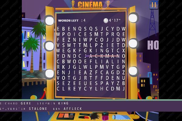 Words Search Hollywood Stars 🕹️ 🏖️ | Jogo de navegador casual de lógica - Imagem 1