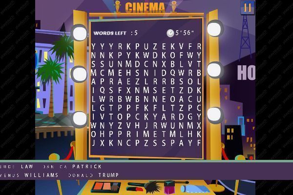 Words Search Hollywood Stars 🕹️ 🏖️ | Juego de navegador de lógica casual - Imagen 2