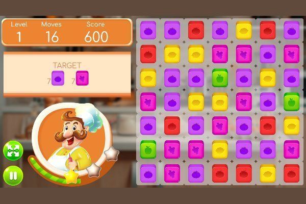 Food Tiles Match 3 🕹️ 🍬 | Gioco per browser rompicapo match-3 - Immagine 1