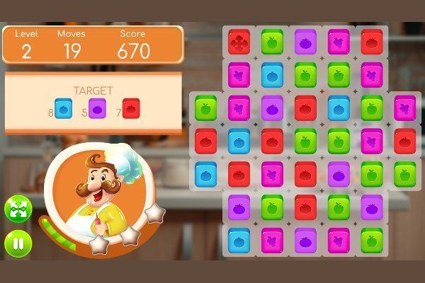 Food Tiles Match 3 🕹️ 🍬 | Gioco per browser rompicapo match-3 - Immagine 2