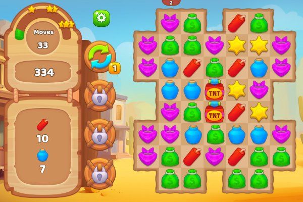 Wild West Match 🕹️ 🍬 | Puzzle Match-3 Kostenloses Browserspiel - Bild 1