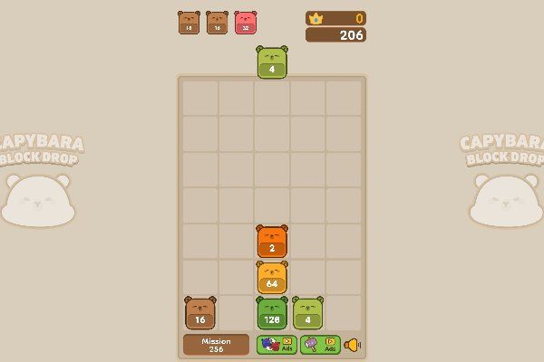 Capybara Block Drop 🕹️ 💡 | Free Puzzle Logic Browser Game - Image 3