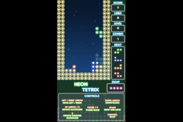 Neon Tetrix 🕹️ 💡 | Jogo de navegador de quebra-cabeças arcade - Imagem 1