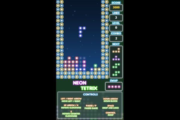 Neon Tetrix 🕹️ 💡 | Gioco per browser rompicapo arcade - Immagine 2