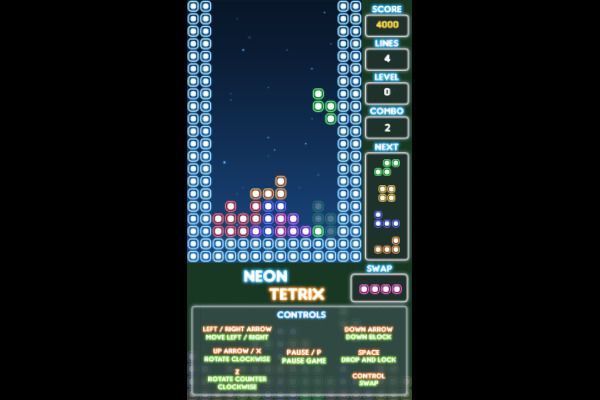 Neon Tetrix 🕹️ 💡 | Jogo de navegador de quebra-cabeças arcade - Imagem 3