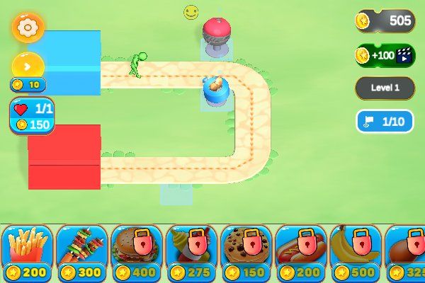 Food Tower Defense 🕹️ 🏰 | Jogo de navegador de estratégia casual - Imagem 1