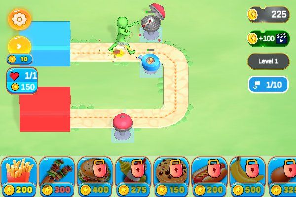 Food Tower Defense 🕹️ 🏰 | Jogo de navegador de estratégia casual - Imagem 2