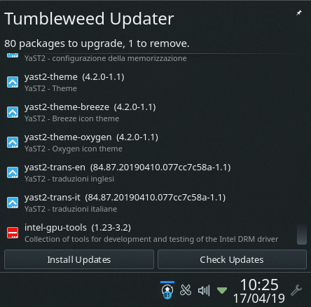 Installieren KDE Plasma Software Updater für openSUSE Tumbleweed